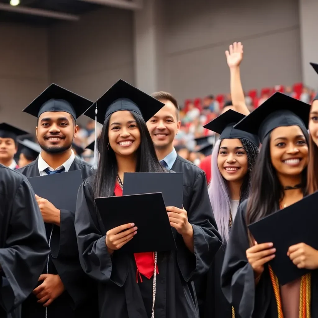 Graduates celebrating at KCTCS graduation ceremony