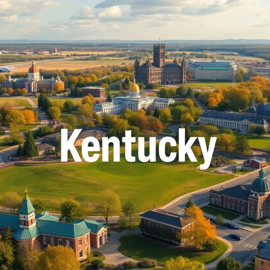A collage representing Kentucky's achievements in tourism, education, and culture.