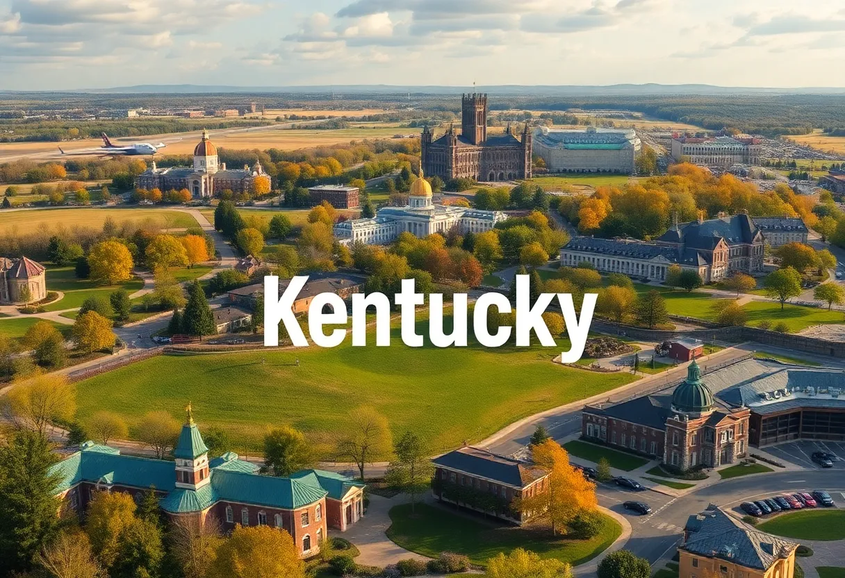 A collage representing Kentucky's achievements in tourism, education, and culture.