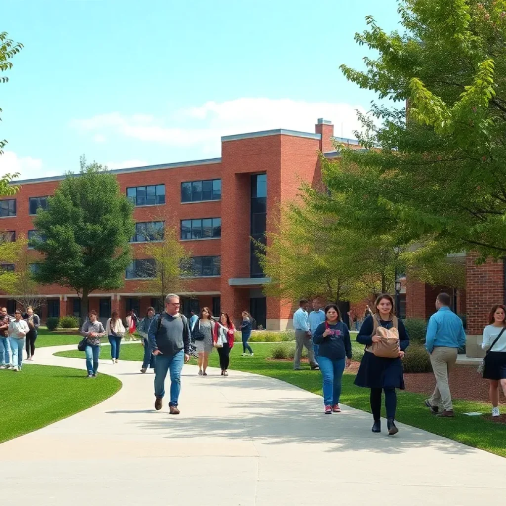 Students on a Kentucky community college campus