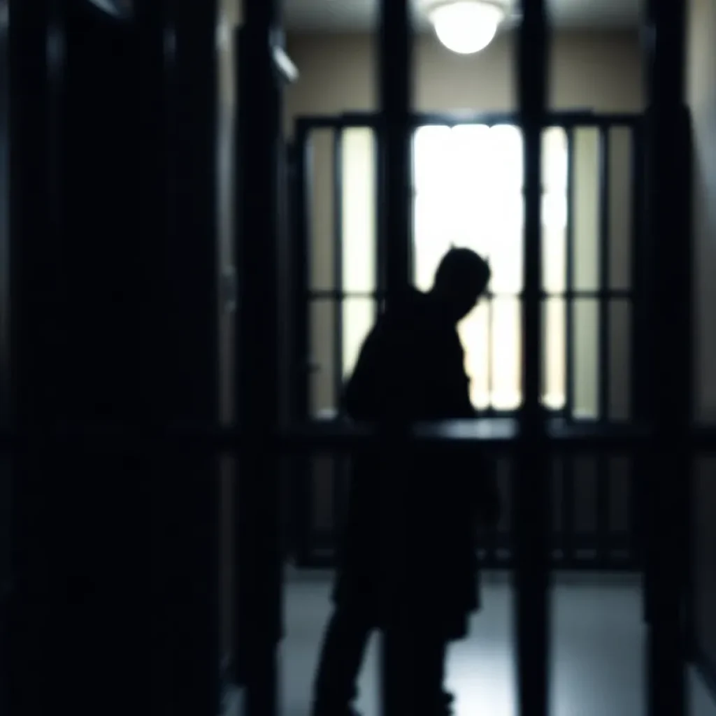 An artistic representation of an inmate escaping from a jail cell