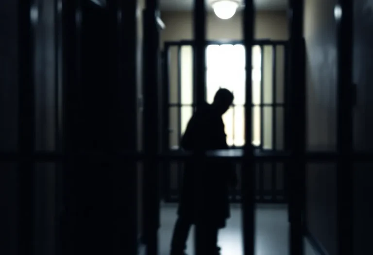 An artistic representation of an inmate escaping from a jail cell