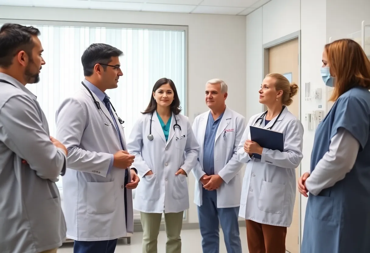 Healthcare professionals discussing organ donation ethics