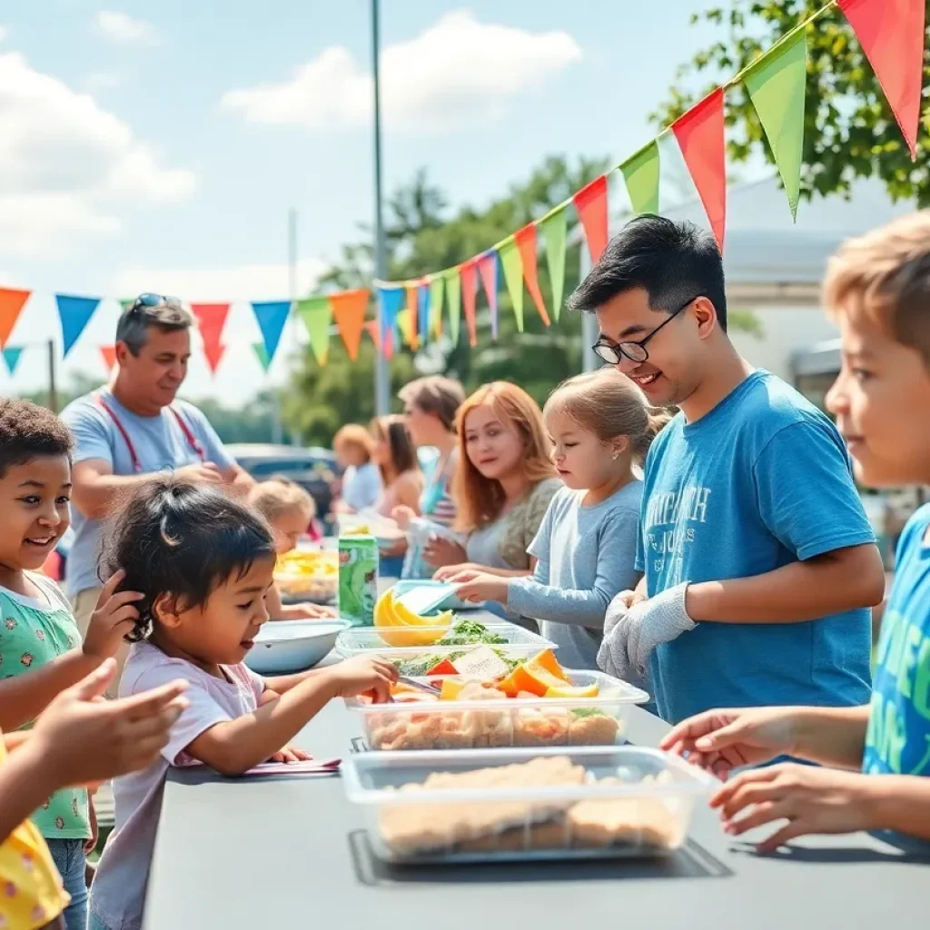 Children receiving meals at a summer feeding site in Kentucky