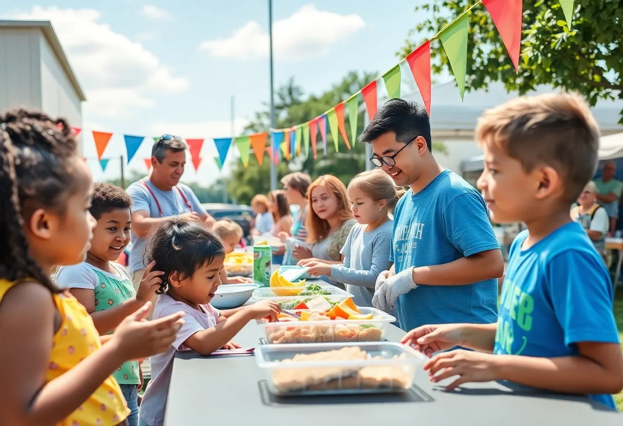 Children receiving meals at a summer feeding site in Kentucky