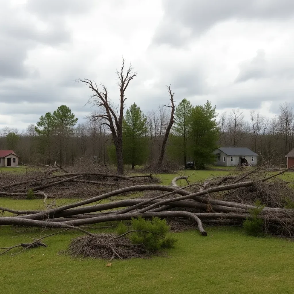 Rural Kentucky homes damaged by tornado with debris scattered across the ground