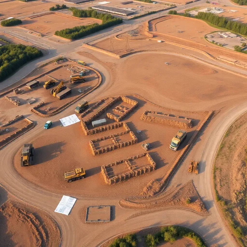 Aerial view of the construction site for Legacy Business Park in Lexington