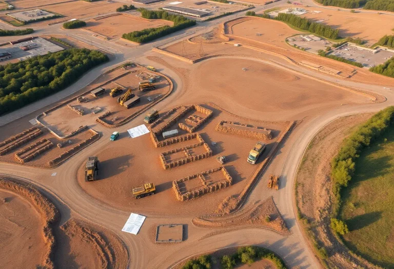 Aerial view of the construction site for Legacy Business Park in Lexington