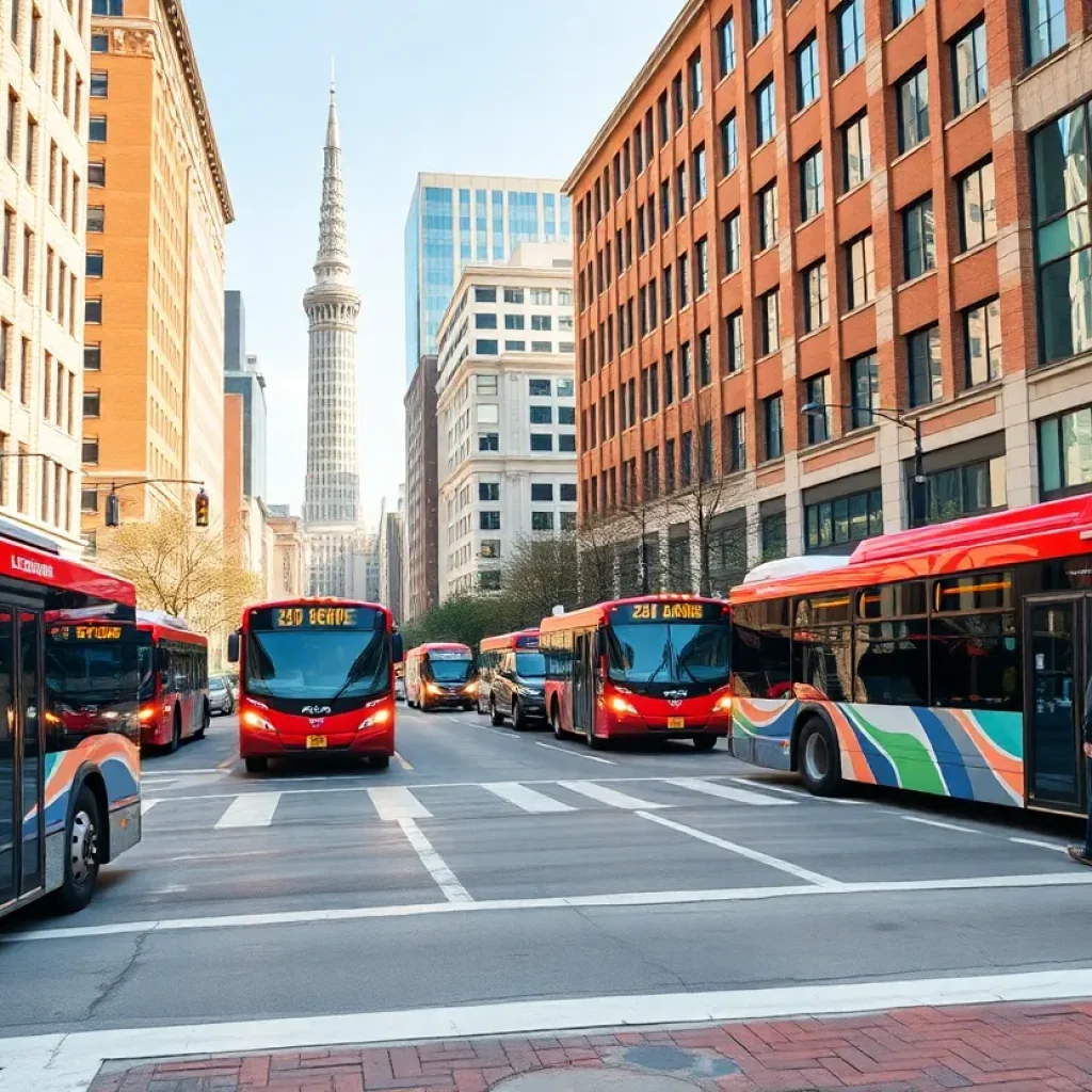 Cityscape of Lexington with transportation and technology enhancements