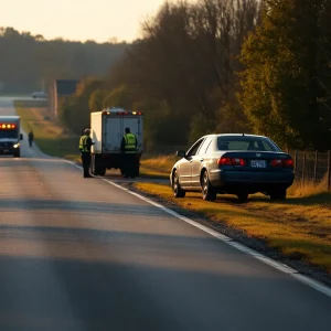 Scene of a single-vehicle crash on Boston Road in Lexington