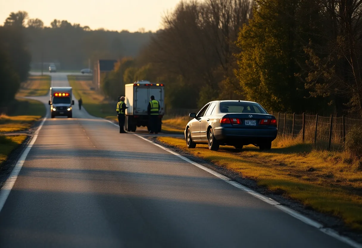 Scene of a single-vehicle crash on Boston Road in Lexington