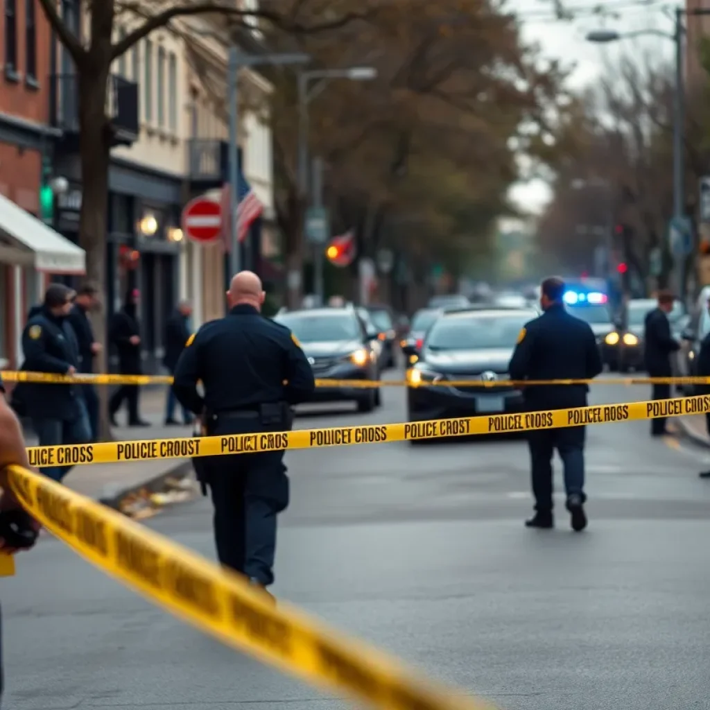 Police activity at a crime scene in Lexington, Kentucky