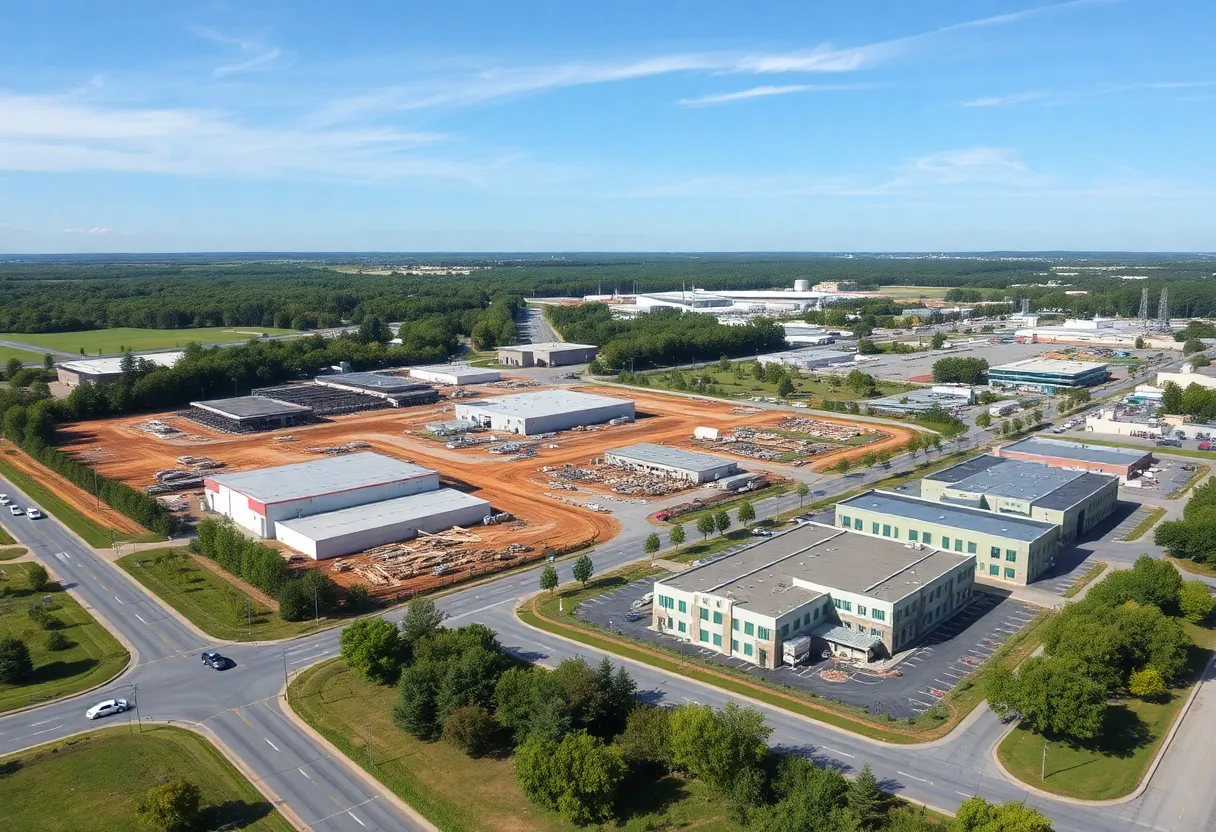 Aerial view of Lexington's Legacy Business Park under construction