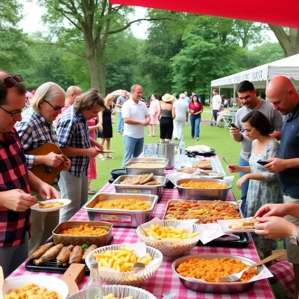 Crowd enjoying the Hoecake Hoedown in Lexington with food and music