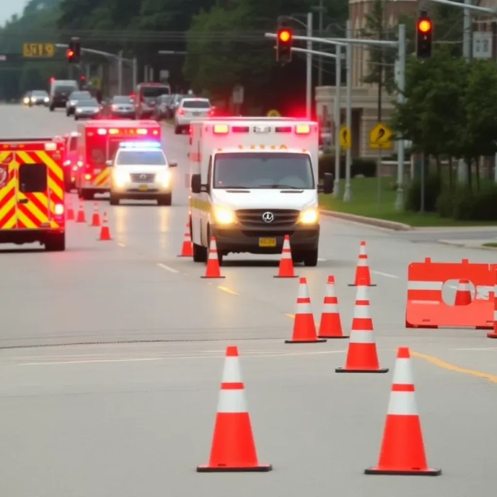 Traffic disruption caused by a multi-vehicle crash in Lexington, Kentucky