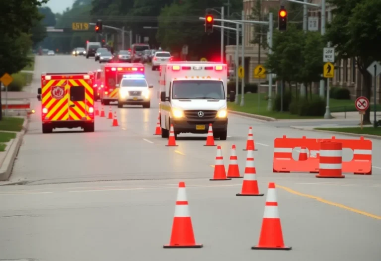 Traffic disruption caused by a multi-vehicle crash in Lexington, Kentucky