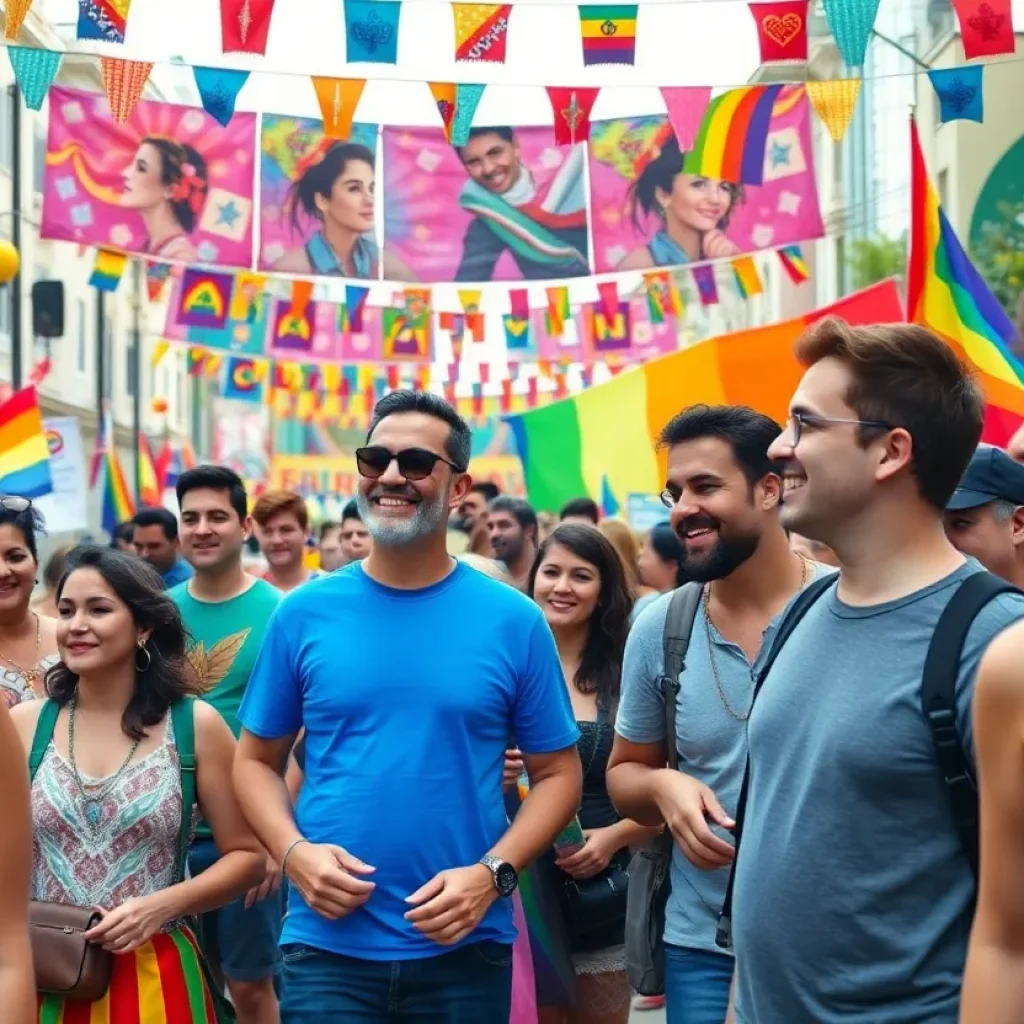 Colorful scene at the Lexington Pride Festival showcasing diversity and community spirit.