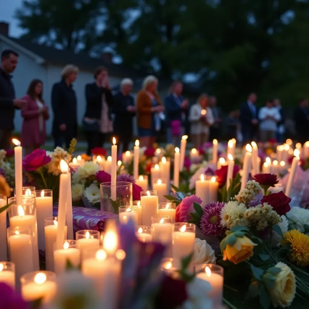 A community vigil held in Lexington with candles lit in memory of the stabbing victim.