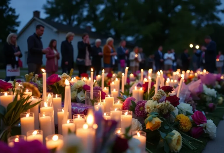 A community vigil held in Lexington with candles lit in memory of the stabbing victim.