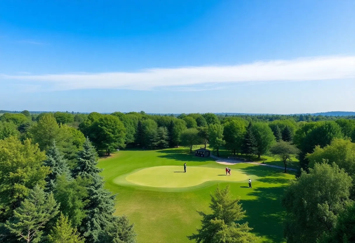Scenic view of Meadowbrook Golf Course with golfers playing