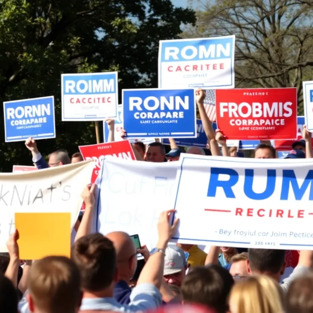 Supporters gathered at a political rally for Nate Morris's Senate candidacy