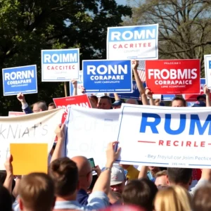 Supporters gathered at a political rally for Nate Morris's Senate candidacy