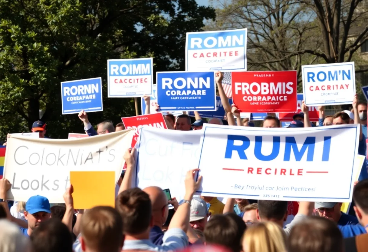 Supporters gathered at a political rally for Nate Morris's Senate candidacy