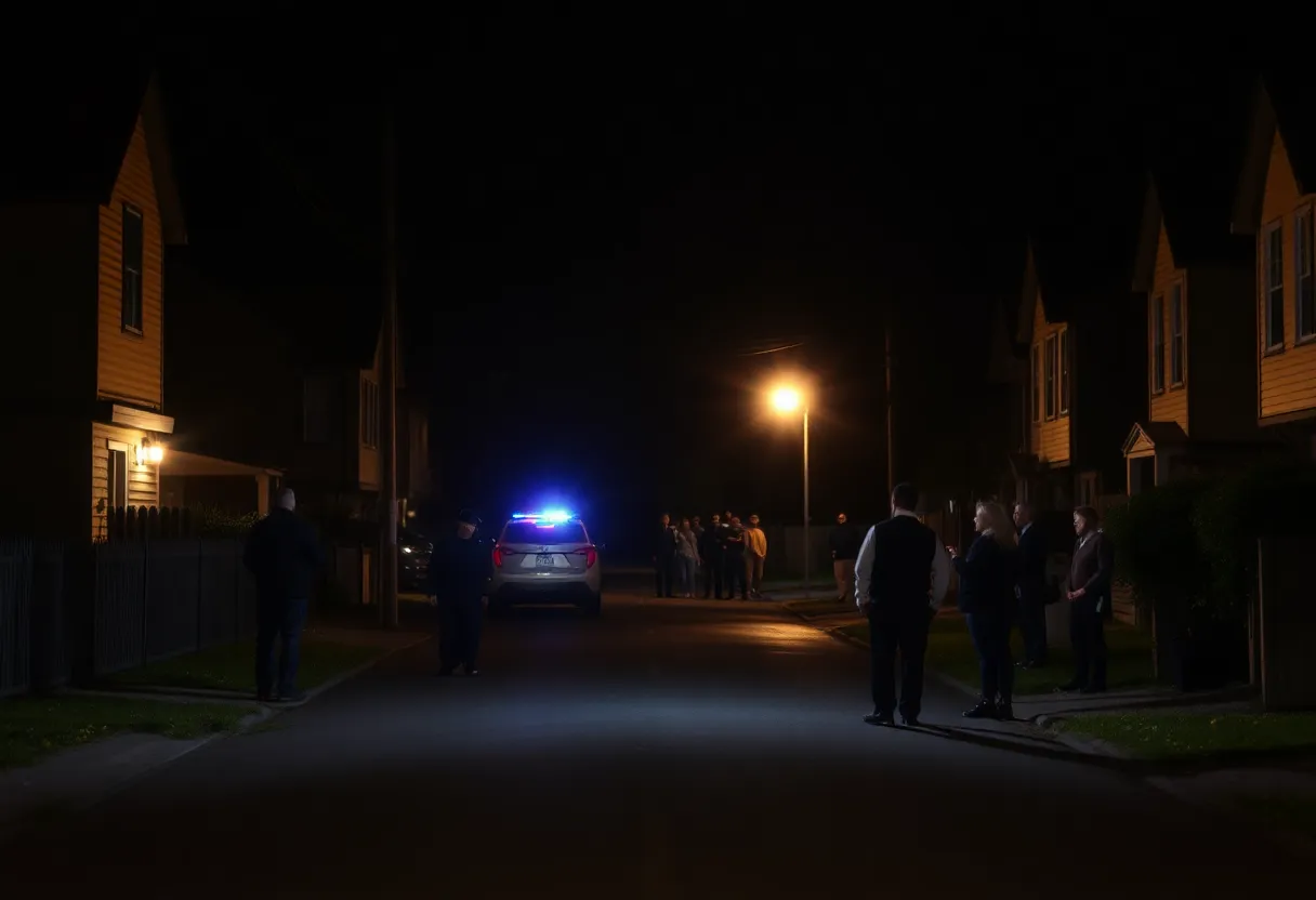 Police investigating a robbery scene on Oak Street