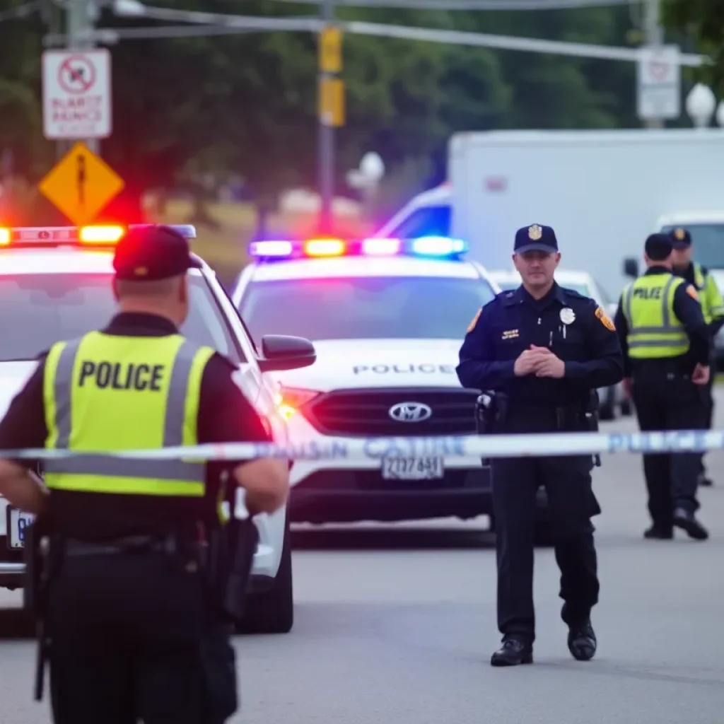 Law enforcement at a scene of gunfire in Lexington