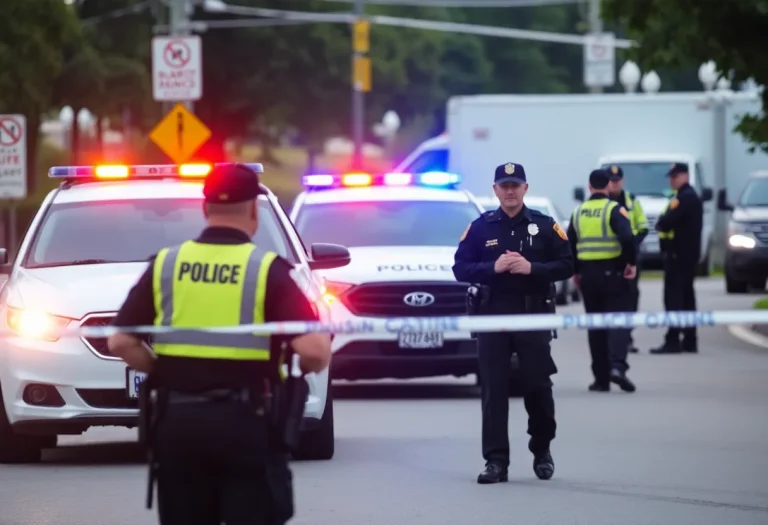 Law enforcement at a scene of gunfire in Lexington