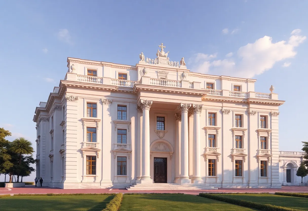 Rendering of Pope Villa showing architectural details