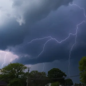 Dramatic storm clouds and lightning over Lexington, Kentucky