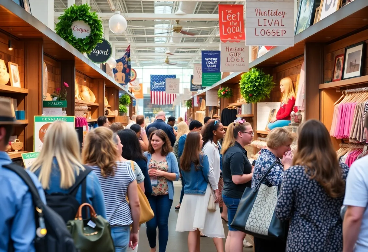 Shoppers at independent retailers during Shop Local Week in Lexington