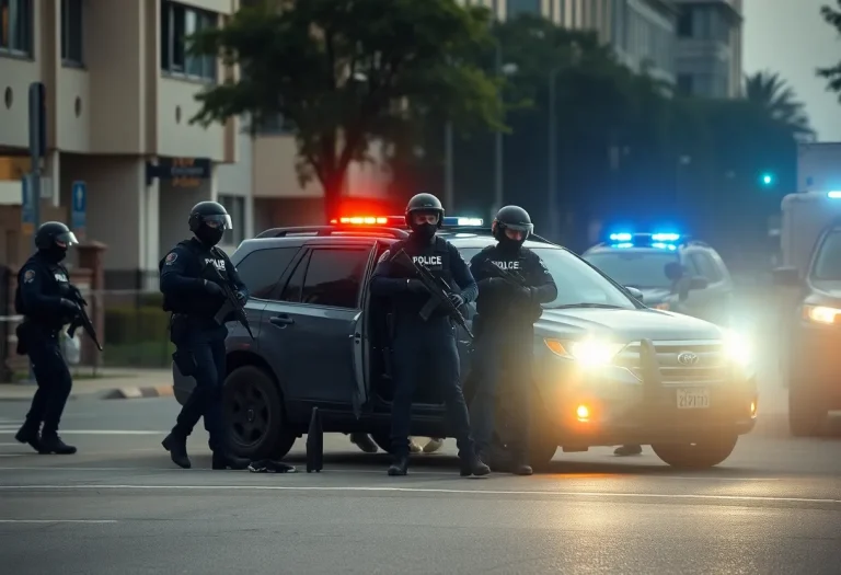 SWAT team executing an arrest operation