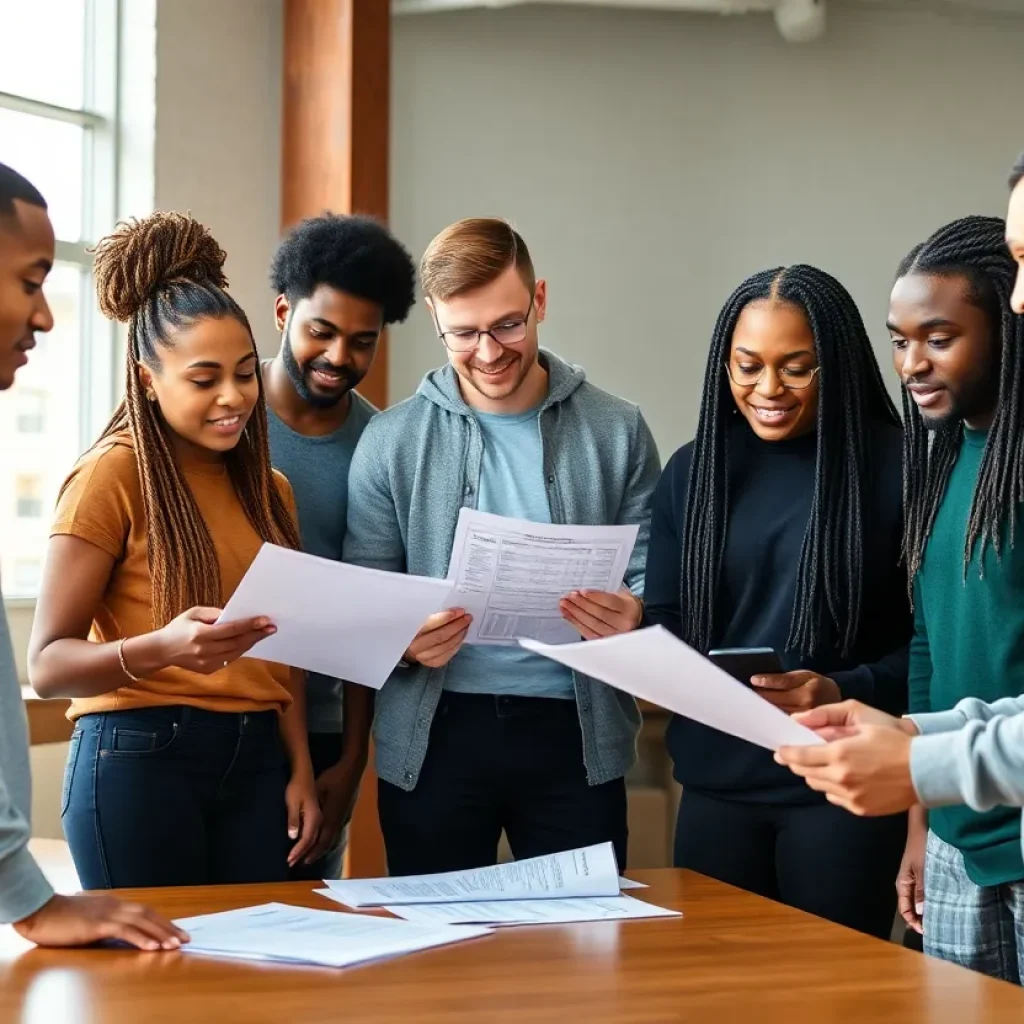 Diverse student-athletes discussing finance in an athletic department meeting
