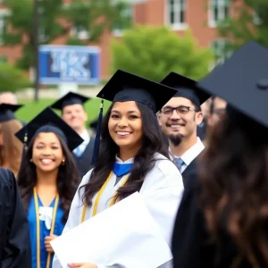 Diverse students celebrating graduation at University of Kentucky
