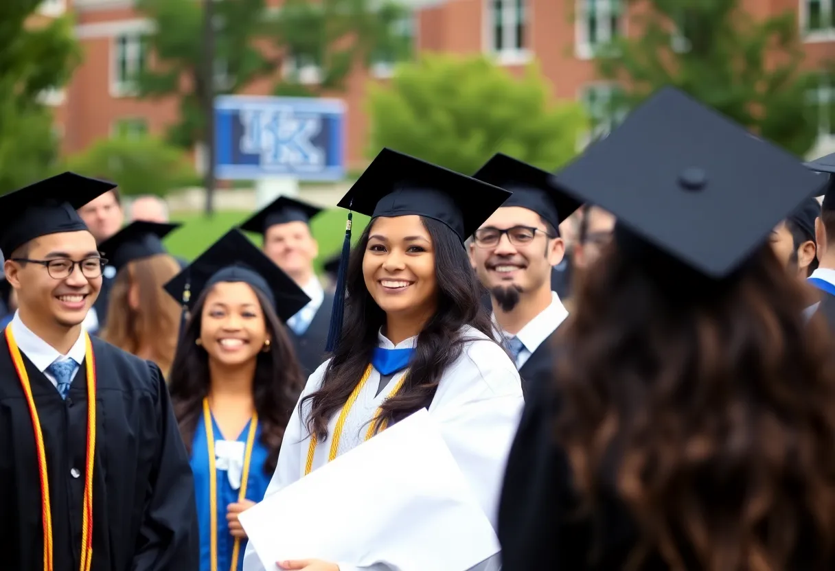 Diverse students celebrating graduation at University of Kentucky