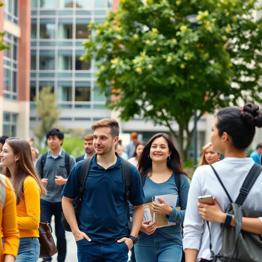 Students and faculty on a university campus