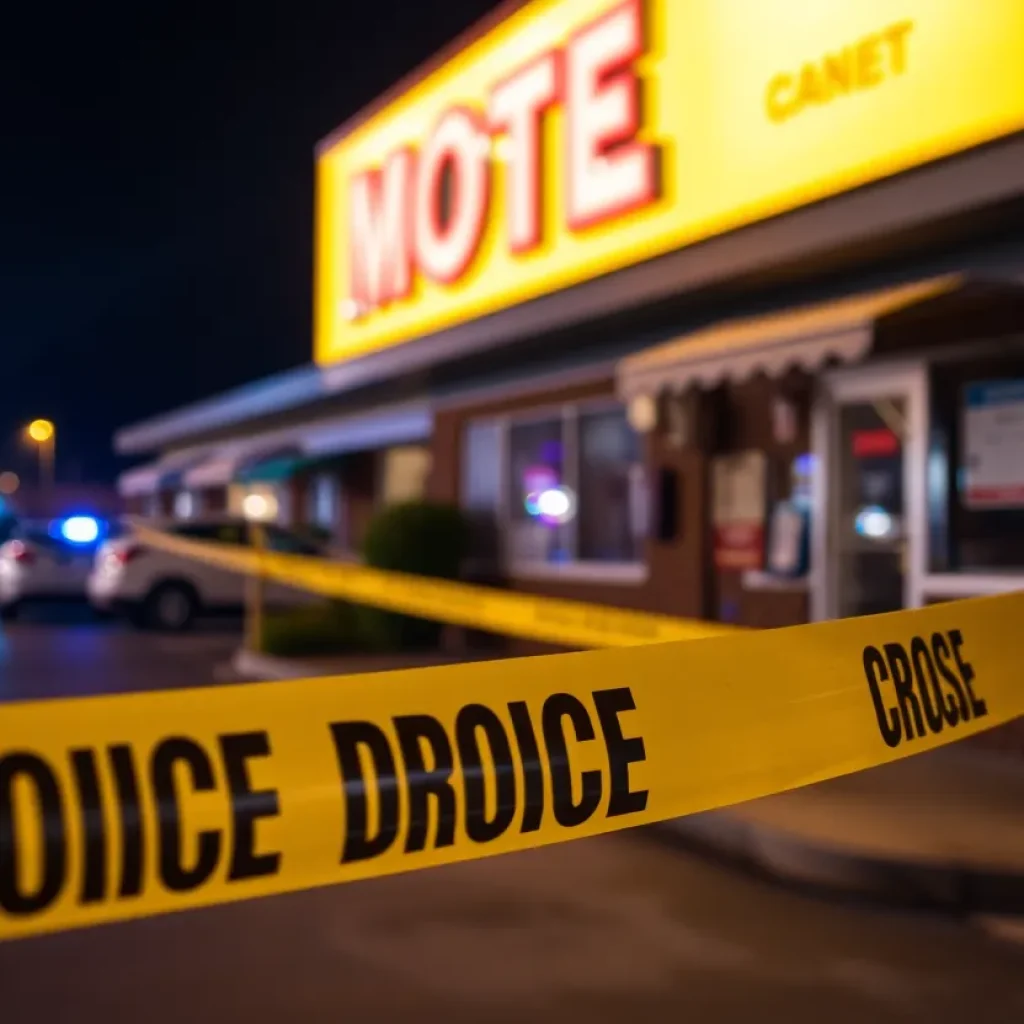 Scene of armed robbery at Sportsman Motel with police presence