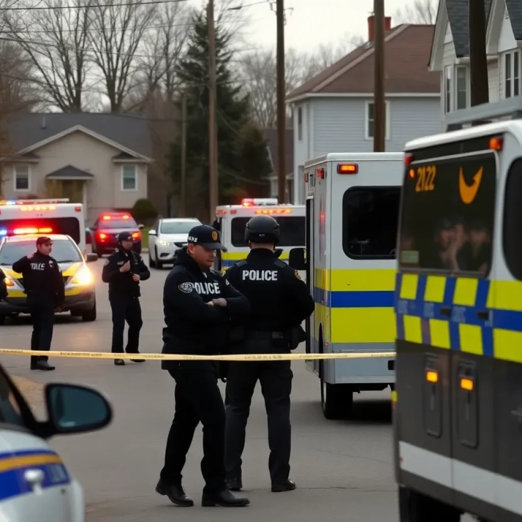 Police officers at a barricade incident in Lexington