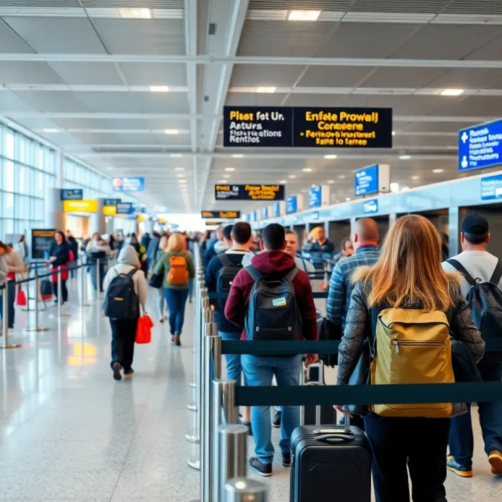 Travelers at Blue Grass Airport TSA checkpoint