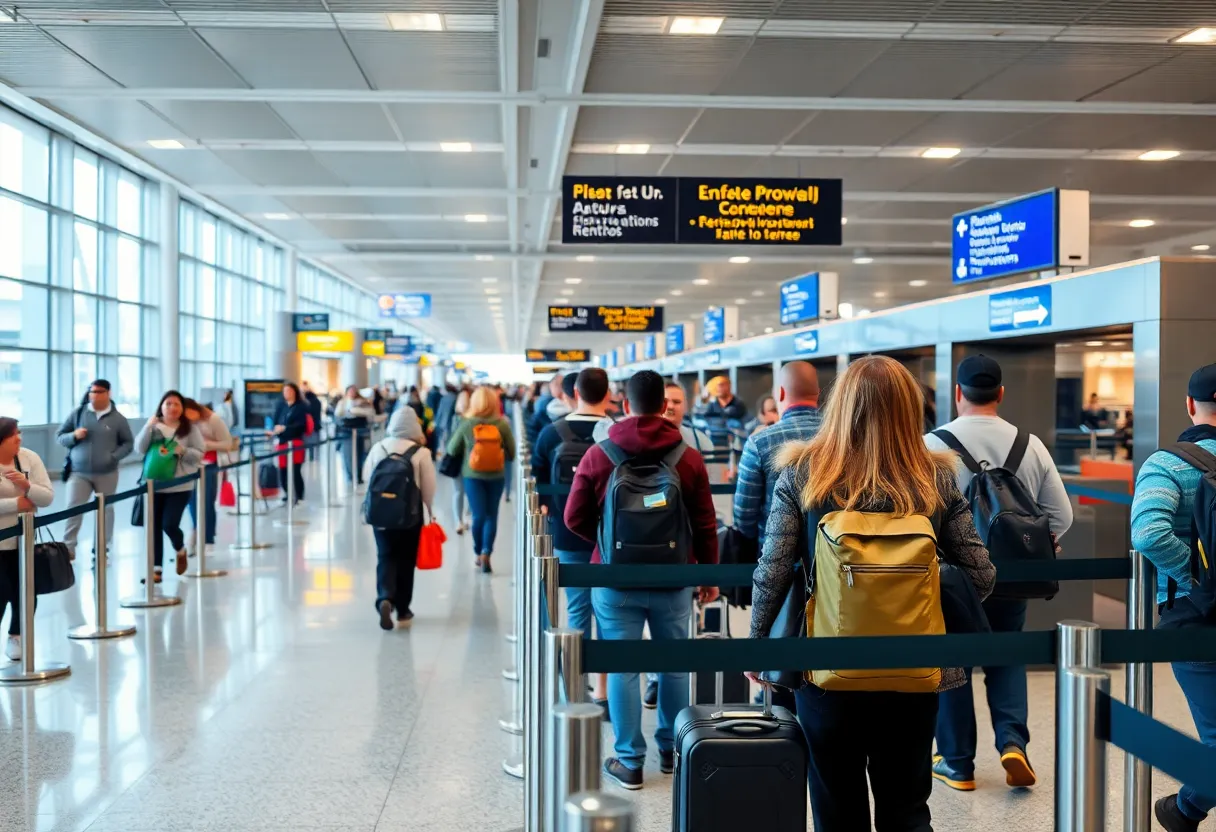 Travelers at Blue Grass Airport TSA checkpoint