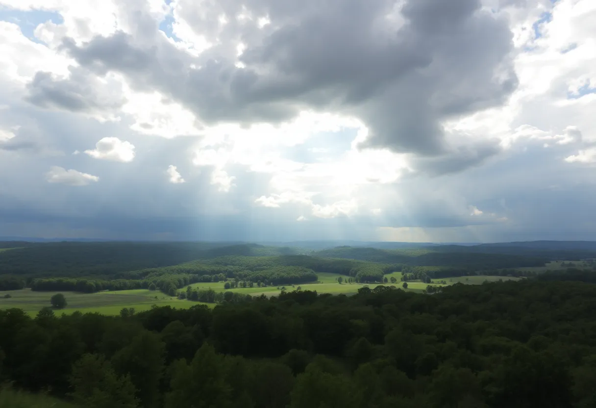 A view of Central Kentucky weather with scattered showers and greenery