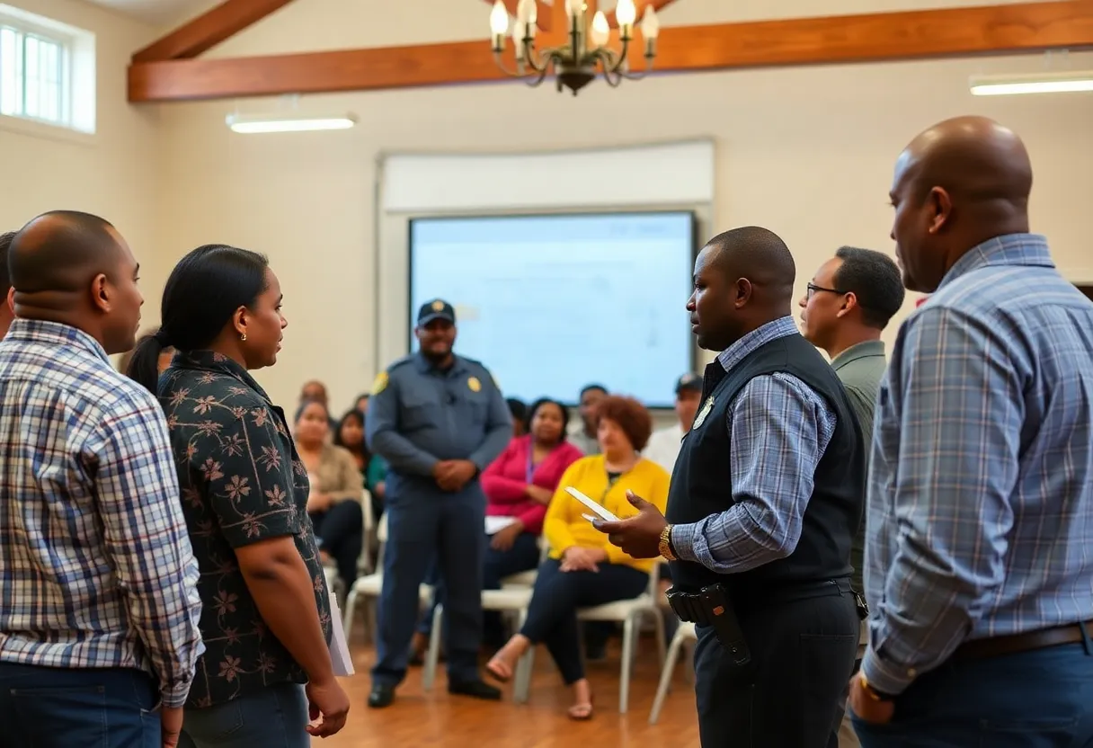 Participants attending a church security training session