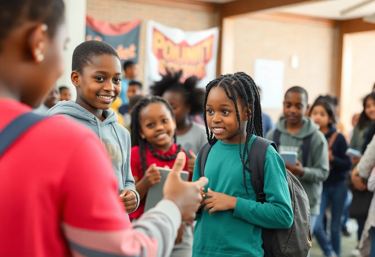 Young people engaged in mentorship and skill-building activities in the community.