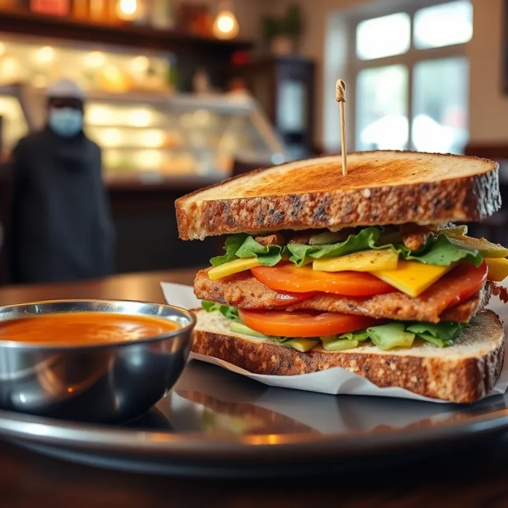 Toasted sandwich from Dad's Favorites Deli with soup