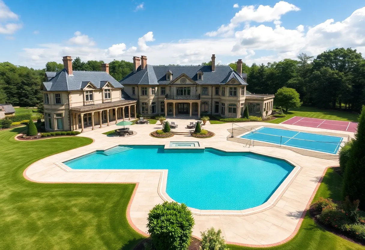Exterior view of Delong Manor, a luxurious mansion in Lexington