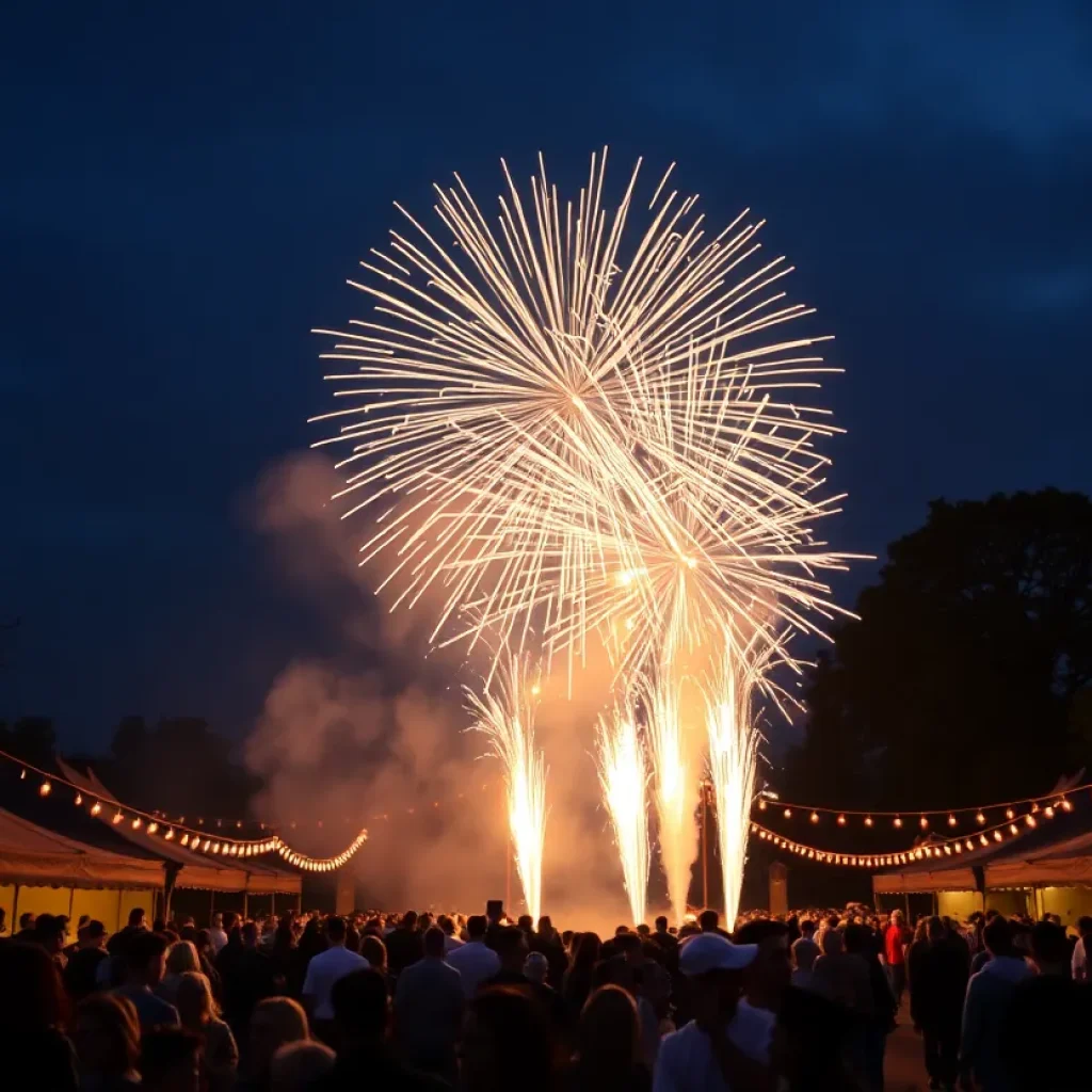 Fireworks illuminating the sky during a community celebration
