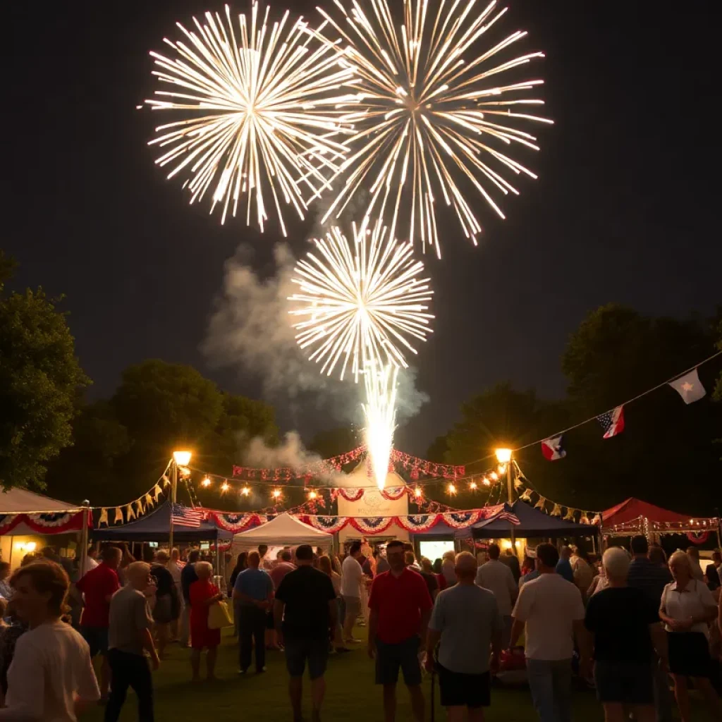 Fireworks over a Kentucky community celebrating the Fourth of July.