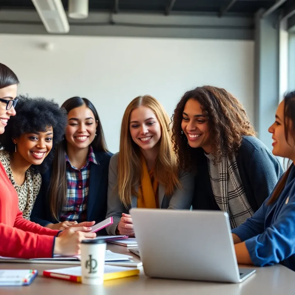 Diverse students collaborating in a classroom environment promoting education